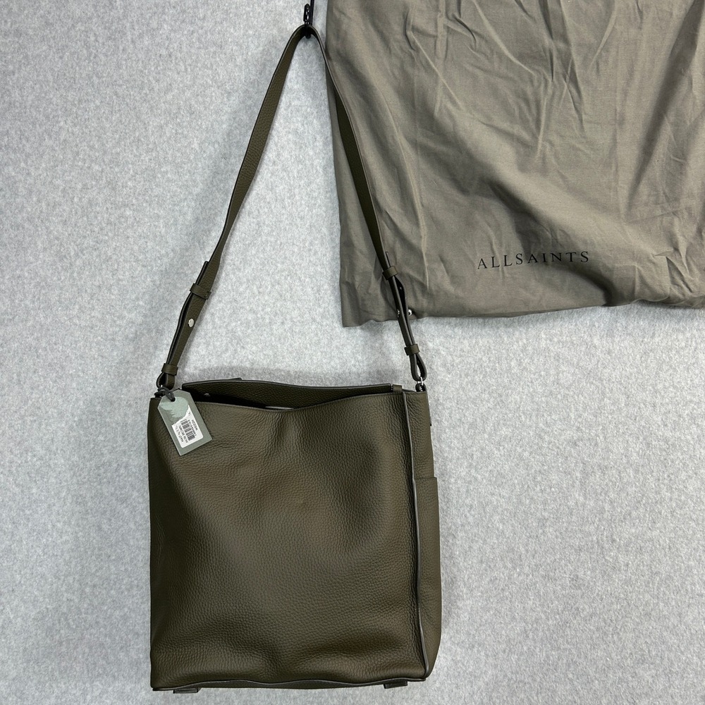 AllSaints Mast Tote Musk Brown Pebbled Leather Shoulder Bag Crossbody Large NEW